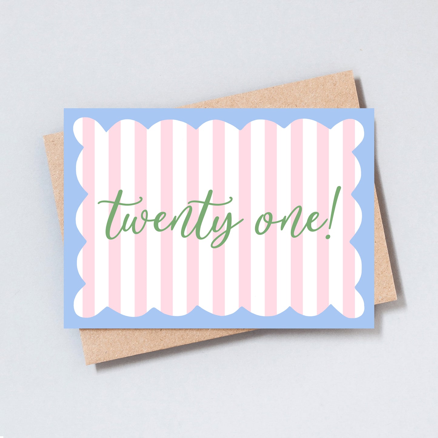 Twenty One Stripe Birthday Greeting Card