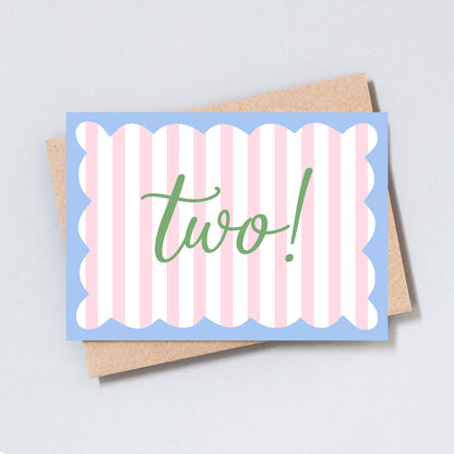 Two Stripe Birthday Greeting Card