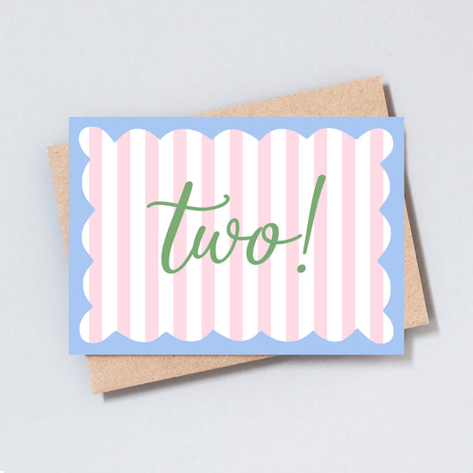 Two Stripe Birthday Greeting Card