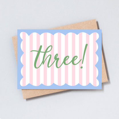 Three Stripe Birthday Greeting Card