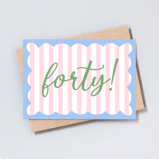 Forty Stripe Birthday Greeting Card