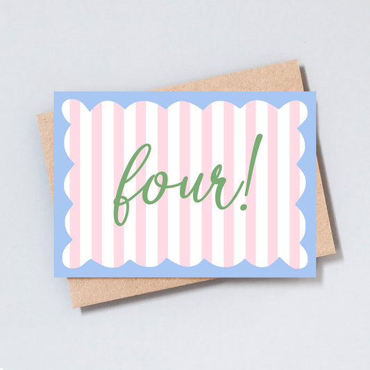 Four Stripe Birthday Greeting Card