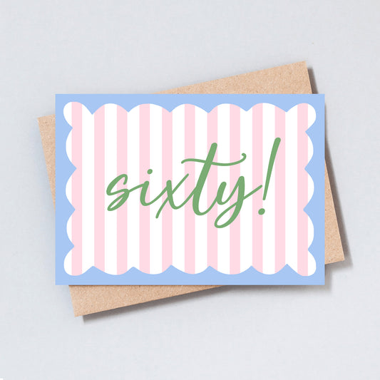 Sixty Stripe Birthday Greeting Card