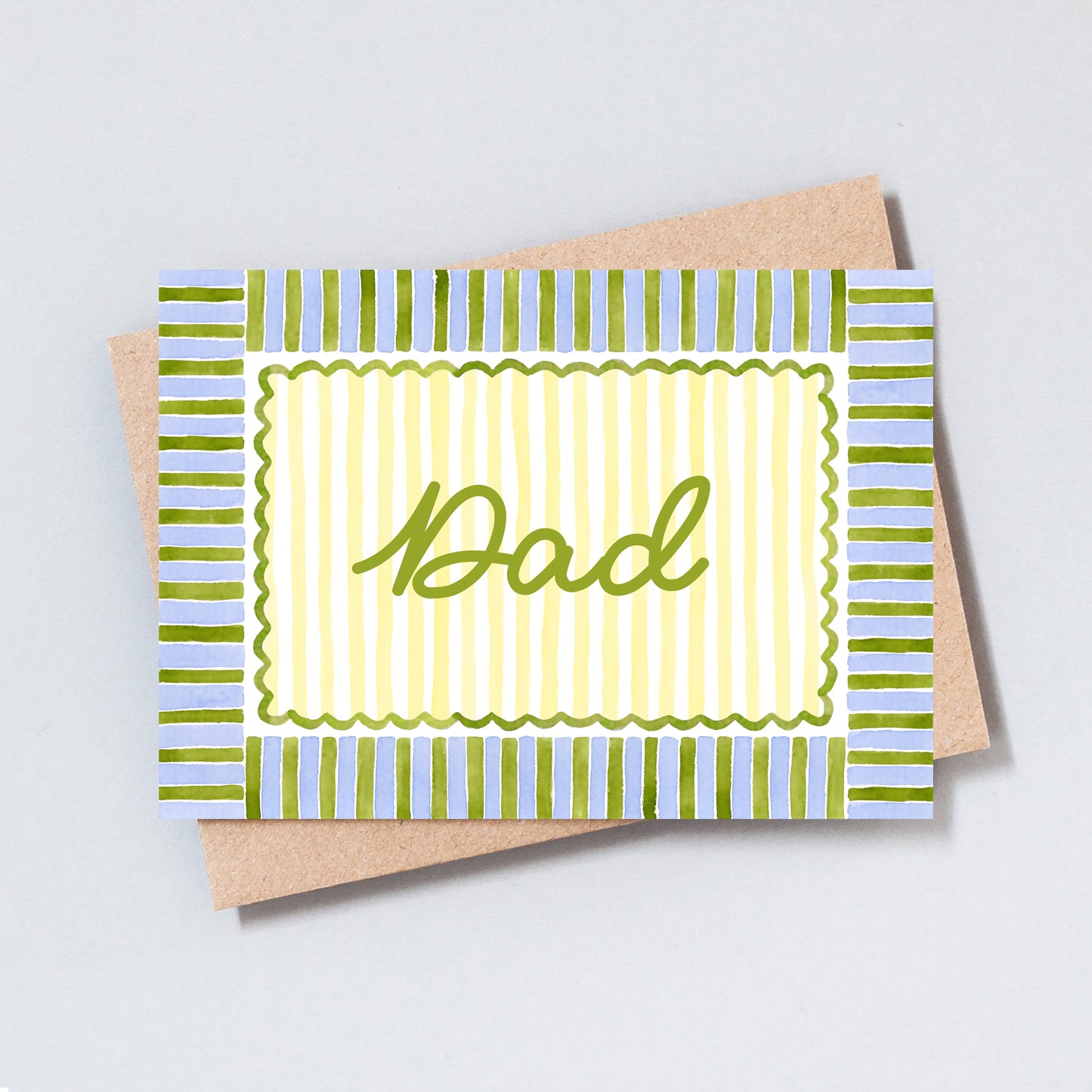 Minimalist dad greeting card with striped border design