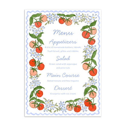 Personalised Tomato Floral Menu